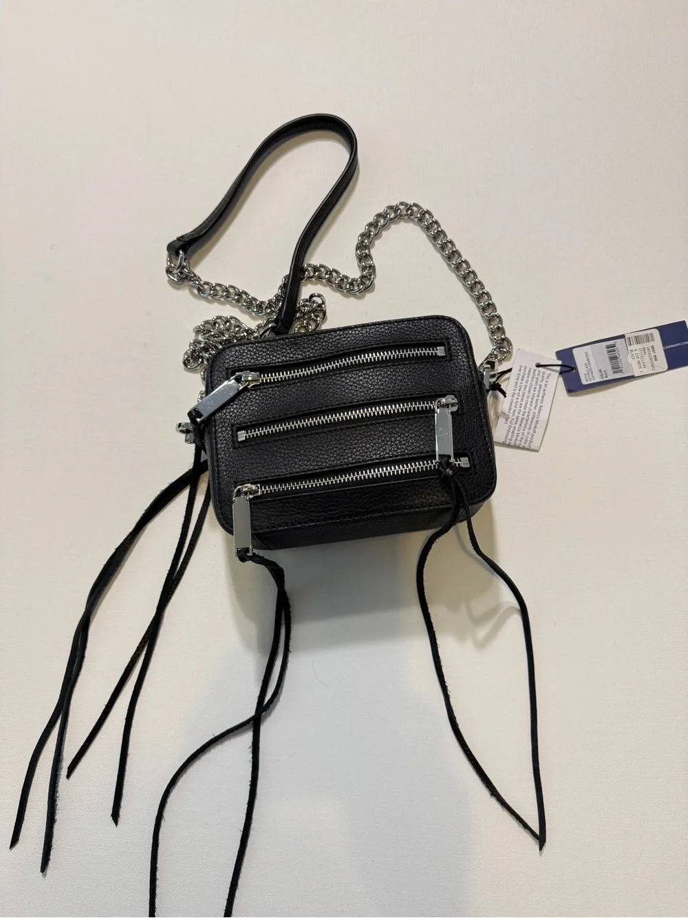 NWT Rebecca Minkoff 4 Zip Moto Camera Black Leather Crossbody Handbag
